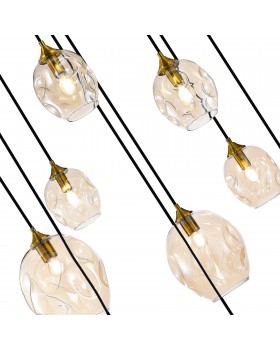 SL1188.303.09 Люстра подвесная ST-Luce Латунь/Коньячный E14/E27 5+4*40W IDESIA-foto4