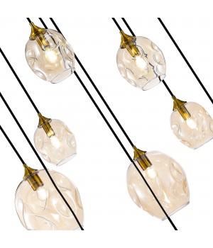 SL1188.303.09 Люстра подвесная ST-Luce Латунь/Коньячный E14/E27 5+4*40W IDESIA-foto4