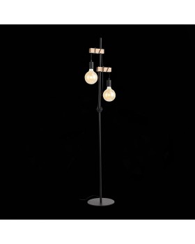 SL1142.405.01 Торшер Черный, Светлое дерево E27 2*60W BAGETTI-foto4