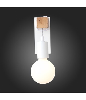 SL1142.501.01 Светильник настенный Белый, Светлое дерево E27 1*60W BAGETTI-foto3