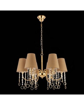 SL1138.203.06 Люстра подвесная Французское золото/Бежевый, Прозрачный E14 6*40W MEDDO-foto8