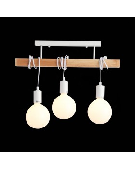 SL1142.503.03 Люстра потолочная Белый, Светлое дерево E27 3*60W BAGETTI-foto4