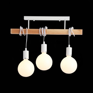 SL1142.503.03 Люстра потолочная Белый, Светлое дерево E27 3*60W BAGETTI-foto4