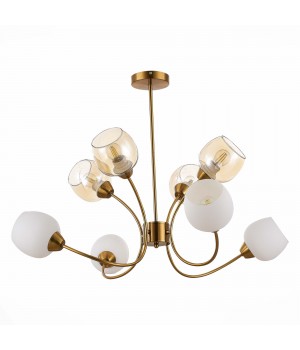 SLE1136-302-08 Люстра потолочная Латунь/Белый, Коньячный E27 8*60W TRATTI-foto2