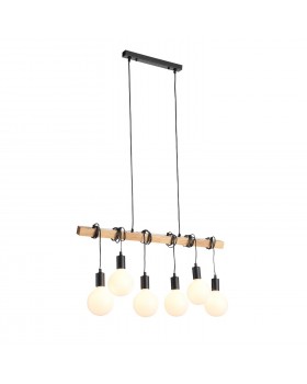 SL1142.403.06 Светильник подвесной Черный, Светлое дерево E27 6*60W BAGETTI-foto10