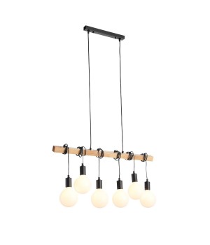 SL1142.403.06 Светильник подвесной Черный, Светлое дерево E27 6*60W BAGETTI-foto10