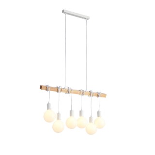 SL1142.503.06 Светильник подвесной Белый, Светлое дерево E27 6*60W BAGETTI-foto2