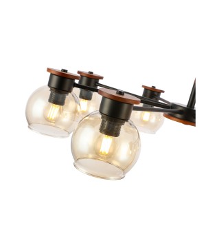 SLE108102-08 Люстра потолочная Черный, Темное дерево/Прозрачный, Янтарный E27 8*60W RASCO-foto3