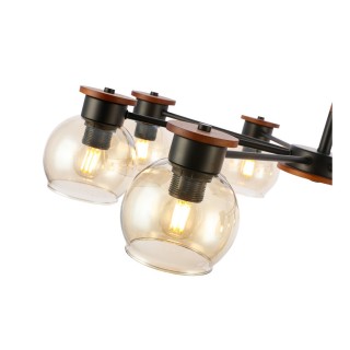 SLE108102-08 Люстра потолочная Черный, Темное дерево/Прозрачный, Янтарный E27 8*60W RASCO-foto3