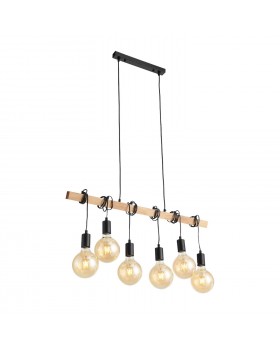 SL1142.403.06 Светильник подвесной Черный, Светлое дерево E27 6*60W BAGETTI-foto2