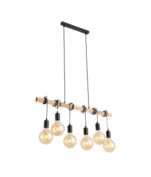 SL1142.403.06 Светильник подвесной Черный, Светлое дерево E27 6*60W BAGETTI-foto2