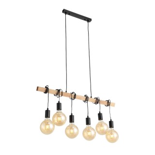 SL1142.403.06 Светильник подвесной Черный, Светлое дерево E27 6*60W BAGETTI-foto2