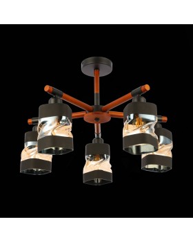 SLE114402-05 Люстра потолочная Черный, Темное дерево/Черный, Прозрачный, Янтарный E27 5*60W ABIRITTO-foto5