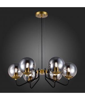 SLE1097-303-06 Люстра подвесная Матовое золото/Дымчатый E27 6*60W SCORZE-foto5