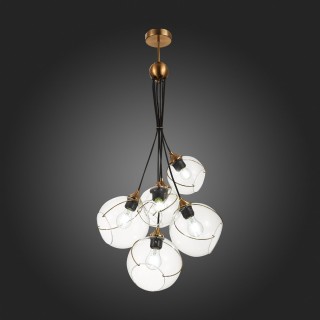 SLE103103-06 Светильник подвесной Золотистый/Прозрачный E27 6*60W SATTURO-foto3