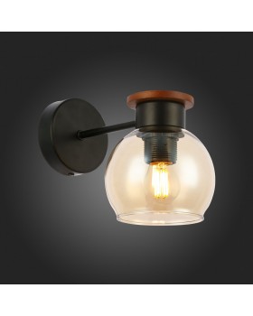 SLE108101-01 Светильник настенный Черный, Темное дерево/Прозрачный, Янтарный E27 1*60W RASCO-foto5