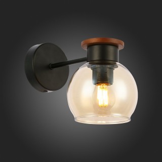 SLE108101-01 Светильник настенный Черный, Темное дерево/Прозрачный, Янтарный E27 1*60W RASCO-foto5