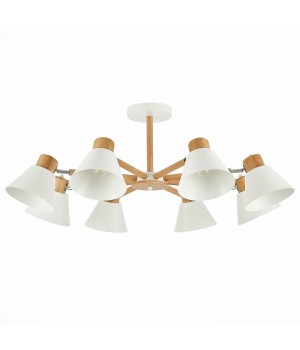 SLE103702-08 Люстра потолочная Светлое дерево, Белый/Белый E27 8*60W BUVE-foto2