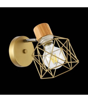SLE110401-01 Светильник настенный Золотистый, Светлое дерево/Золотистый E27 1*60W STELITTO-foto6