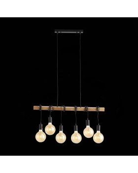 SL1142.403.06 Светильник подвесной Черный, Светлое дерево E27 6*60W BAGETTI-foto9