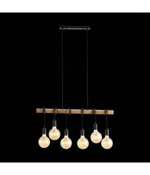 SL1142.403.06 Светильник подвесной Черный, Светлое дерево E27 6*60W BAGETTI-foto9