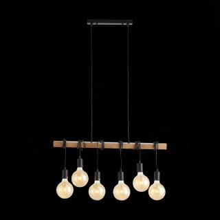 SL1142.403.06 Светильник подвесной Черный, Светлое дерево E27 6*60W BAGETTI-foto9