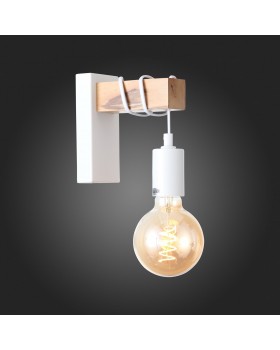 SL1142.501.01 Светильник настенный Белый, Светлое дерево E27 1*60W BAGETTI-foto12