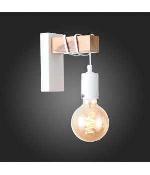 SL1142.501.01 Светильник настенный Белый, Светлое дерево E27 1*60W BAGETTI-foto12