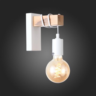 SL1142.501.01 Светильник настенный Белый, Светлое дерево E27 1*60W BAGETTI-foto12