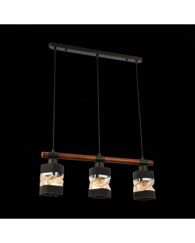 SLE114403-03 Светильник подвесной Черный, Темное дерево/Черный, Прозрачный, Янтарный E27 3*60W ABIRITTO-foto5