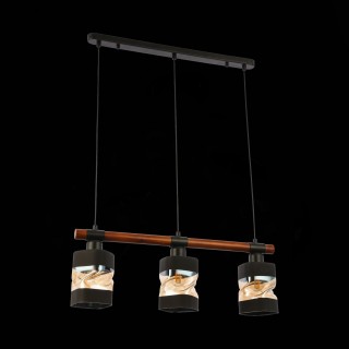 SLE114403-03 Светильник подвесной Черный, Темное дерево/Черный, Прозрачный, Янтарный E27 3*60W ABIRITTO-foto5