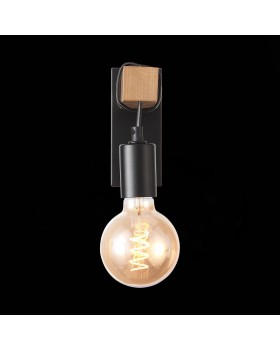 SL1142.401.01 Светильник настенный Черный, Светлое дерево E27 1*60W BAGETTI-foto7