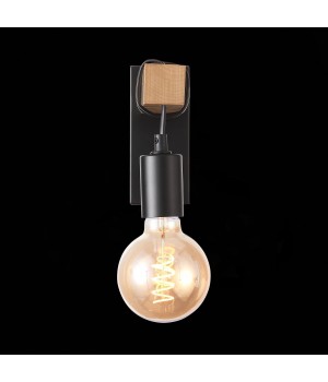 SL1142.401.01 Светильник настенный Черный, Светлое дерево E27 1*60W BAGETTI-foto7