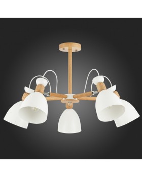 SLE103802-05 Люстра потолочная Светлое дерево, Белый/Белый E27 5*60W BALCAMO-foto6