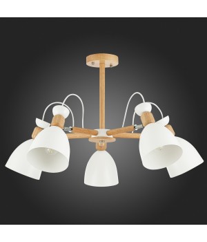 SLE103802-05 Люстра потолочная Светлое дерево, Белый/Белый E27 5*60W BALCAMO-foto6