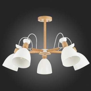 SLE103802-05 Люстра потолочная Светлое дерево, Белый/Белый E27 5*60W BALCAMO-foto6