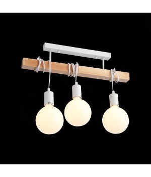 SL1142.503.03 Люстра потолочная Белый, Светлое дерево E27 3*60W BAGETTI-foto5