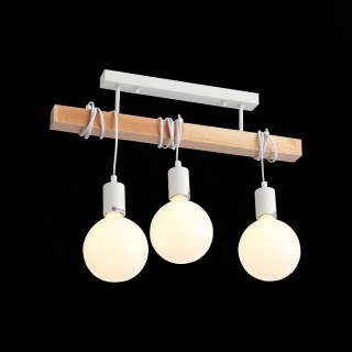 SL1142.503.03 Люстра потолочная Белый, Светлое дерево E27 3*60W BAGETTI-foto5