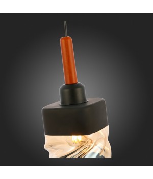 SLE114403-01 Светильник подвесной Черный, Темное дерево/Черный, Прозрачный, Янтарный E27 1*60W ABIRITTO-foto9