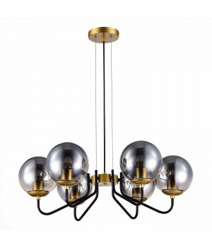 SLE1097-303-06 Люстра подвесная Матовое золото/Дымчатый E27 6*60W SCORZE-foto2