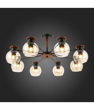 SLE108102-08 Люстра потолочная Черный, Темное дерево/Прозрачный, Янтарный E27 8*60W RASCO-foto7