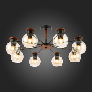 SLE108102-08 Люстра потолочная Черный, Темное дерево/Прозрачный, Янтарный E27 8*60W RASCO-foto7