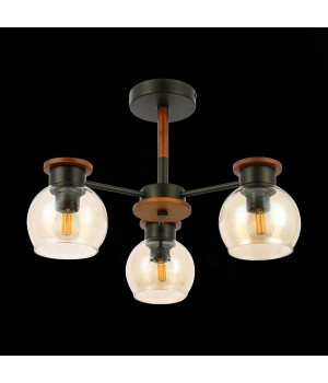 SLE108102-03 Люстра потолочная Черный, Темное дерево/Прозрачный, Янтарный E27 3*60W RASCO-foto5