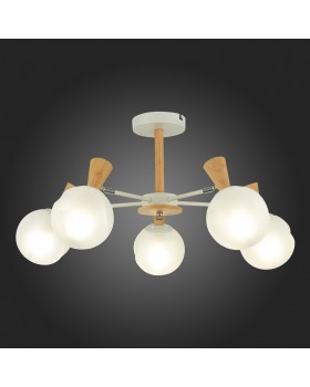 SLE220702-05 Люстра потолочная Белый, Светлое дерево/Белый E14 5*40W CATANIA-foto7