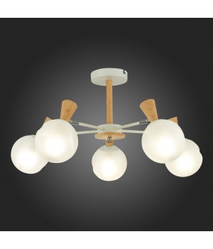 SLE220702-05 Люстра потолочная Белый, Светлое дерево/Белый E14 5*40W CATANIA-foto7