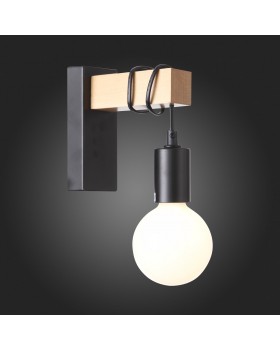 SL1142.401.01 Светильник настенный Черный, Светлое дерево E27 1*60W BAGETTI-foto12