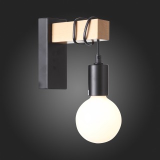 SL1142.401.01 Светильник настенный Черный, Светлое дерево E27 1*60W BAGETTI-foto12
