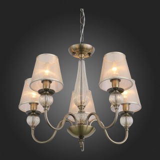 SL185.303.05 Люстра подвесная, потолочная Бронза, Прозрачный/Бежевый, Бронза E14 5*40W GRAZIA-foto4
