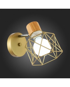 SLE110401-01 Светильник настенный Золотистый, Светлое дерево/Золотистый E27 1*60W STELITTO-foto5
