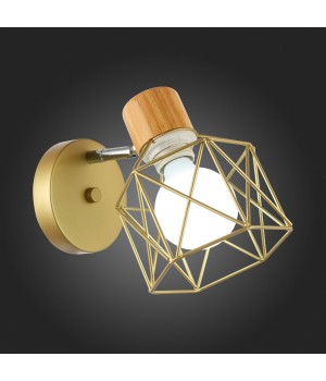 SLE110401-01 Светильник настенный Золотистый, Светлое дерево/Золотистый E27 1*60W STELITTO-foto5